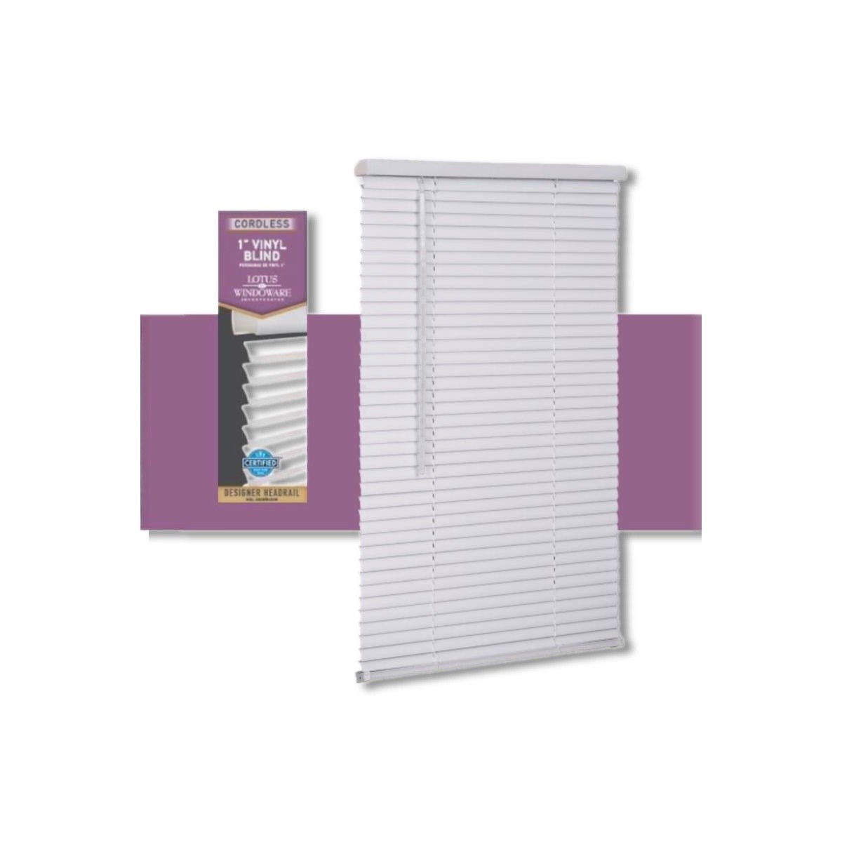 LOTUS Mini-Blinds 1in Vinyl 39x72in White Cordless MAX3972WH