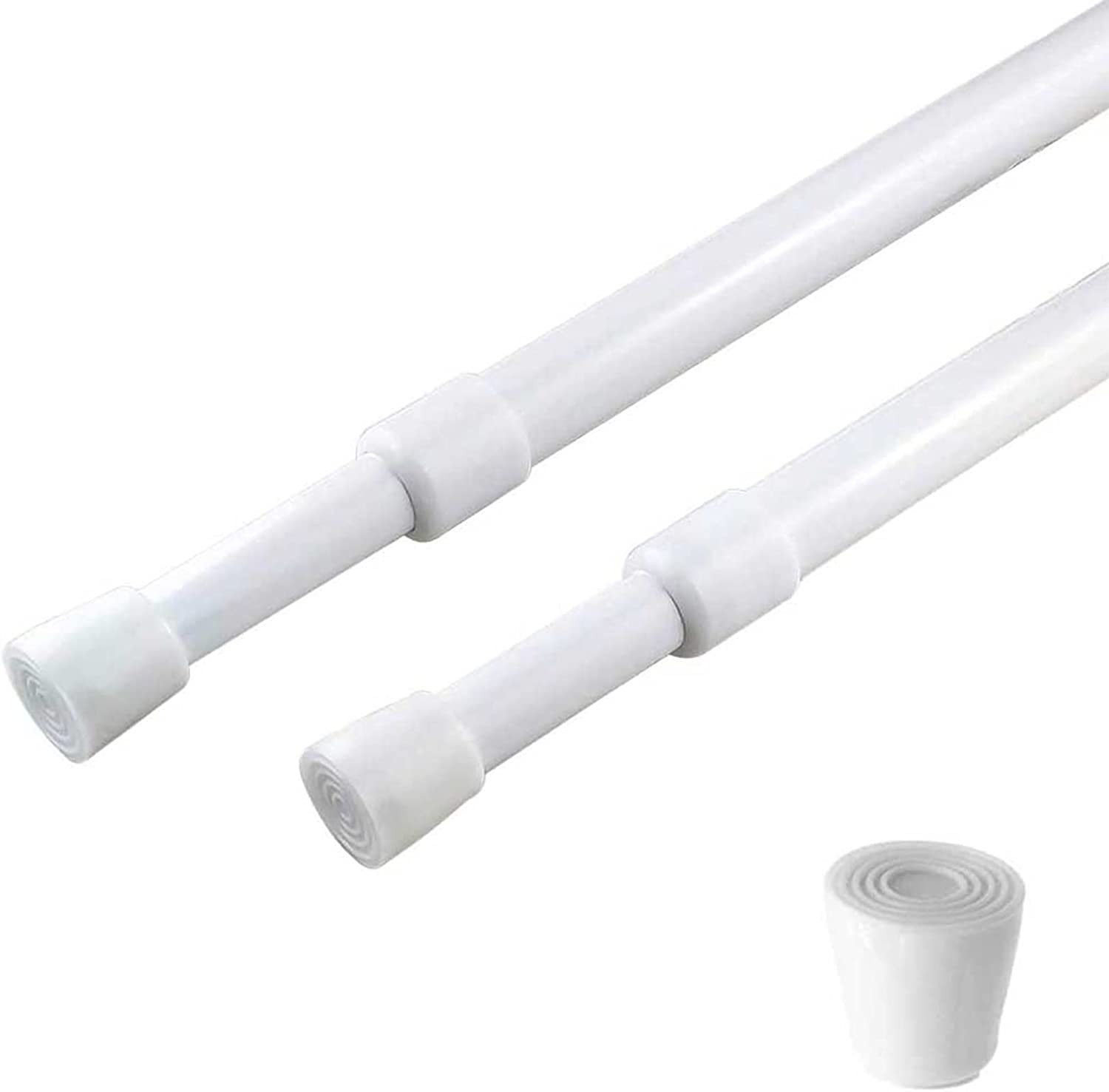 2 Pack Curtain Rod Adjustable 28-43 Inches，5/8″ Diameter， White，Small Short Expa