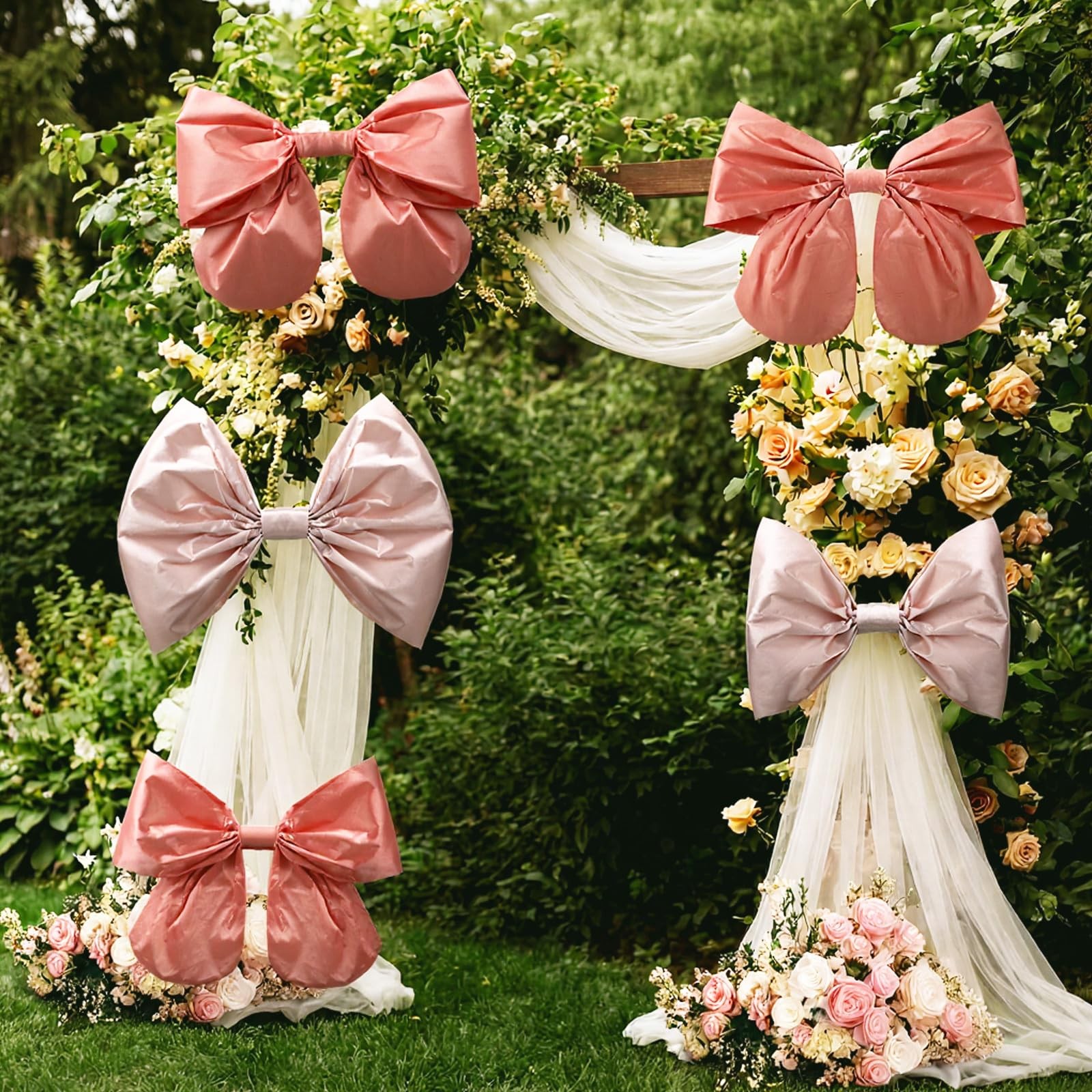 5 Pcs Large Pink Bow Party Decorations 15.7»-27.6» Big Satin Ribbon Bows Ha…