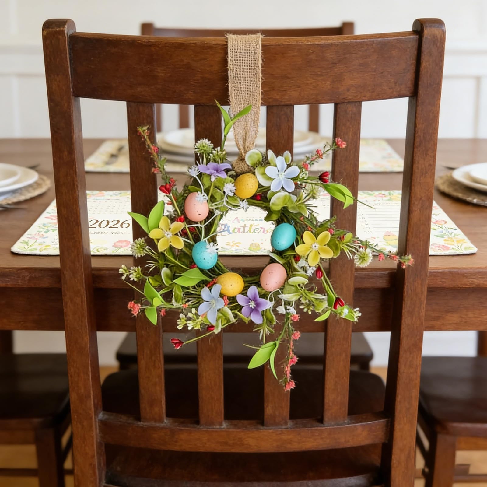 6 Pcs Small Easter Hanging Wreaths for Cabinets with Eggs and Flowers Spring …