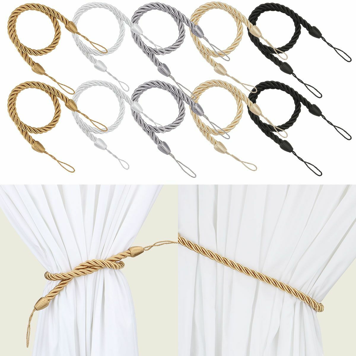 2Pcs Durable Curtain Tie Rope Holder Tieback Window Tie Backs Home Decoration US