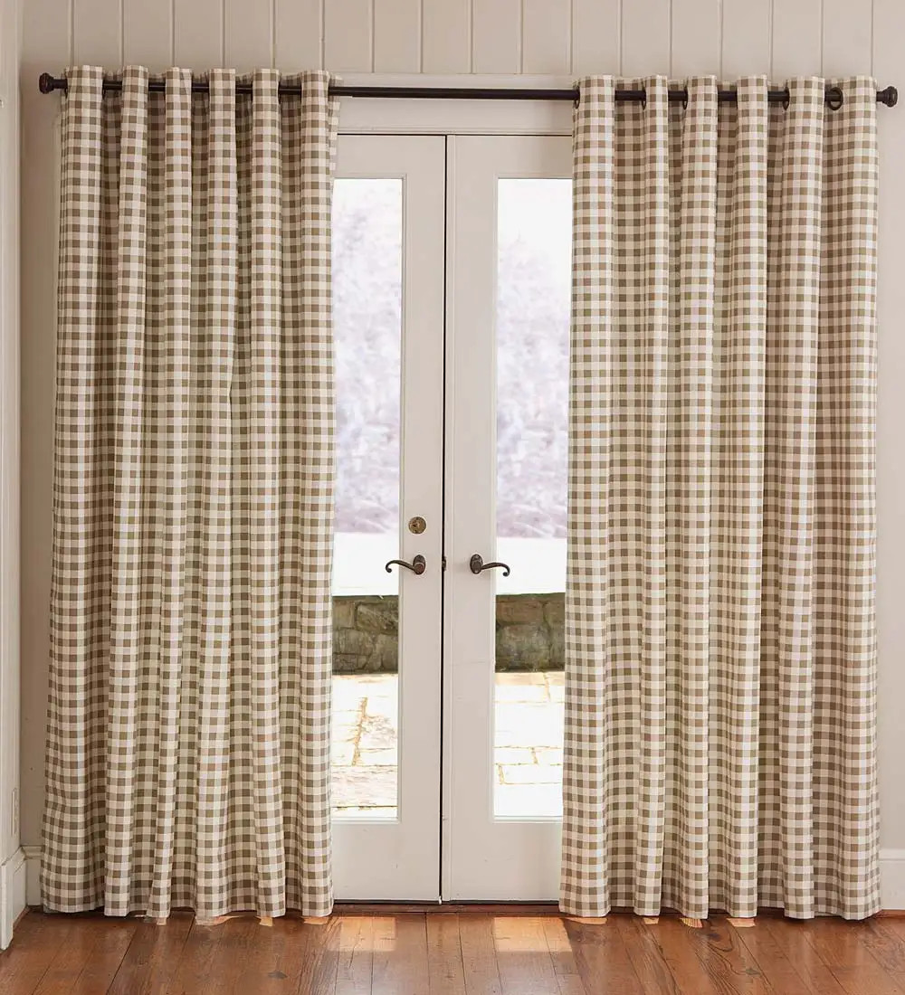 Thermalogic Check Grommet-Top Double-Wide Curtain Panel Pair Green Size 80Wx84L»