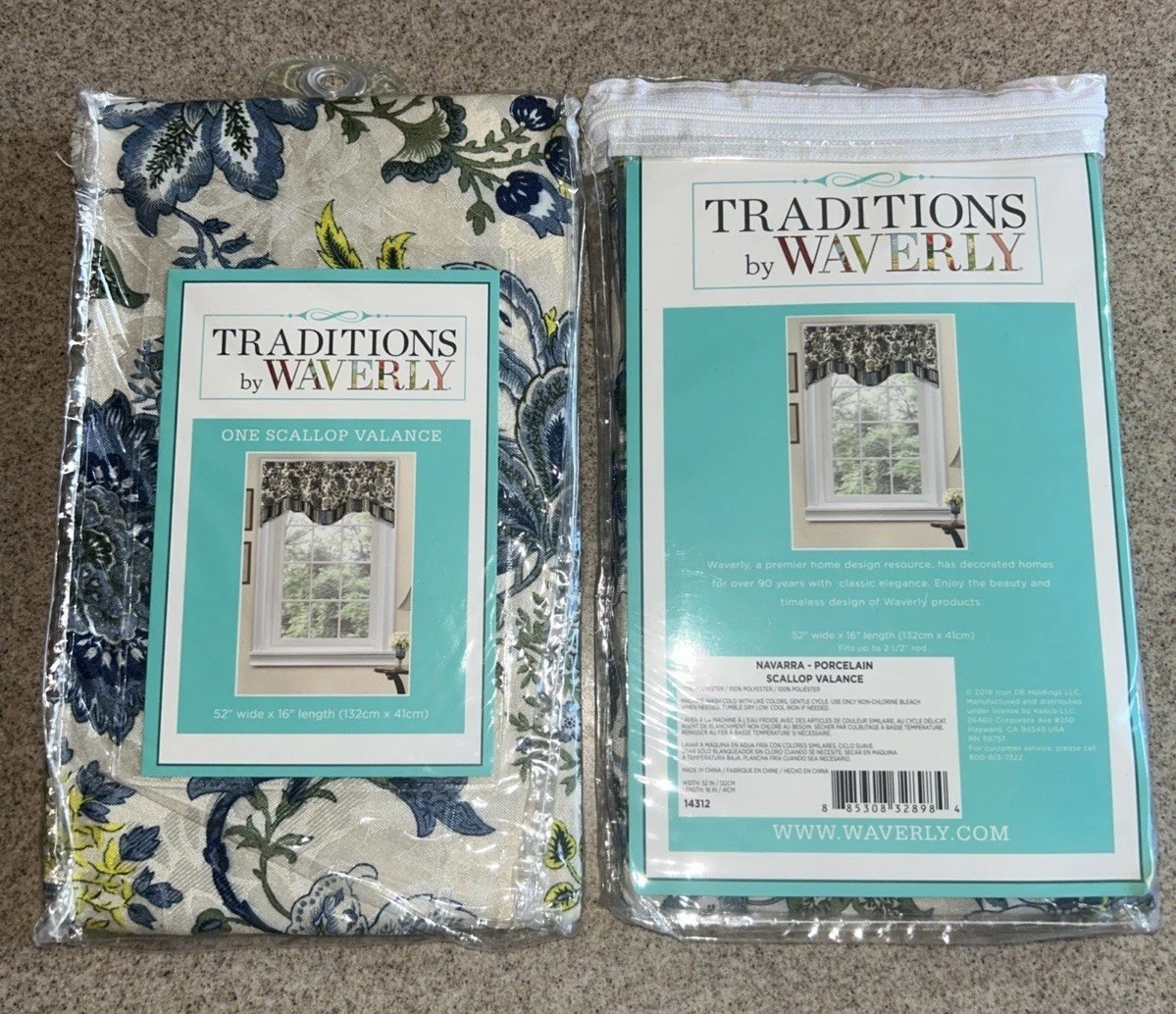 Waverly Navarra Porcelain Scallop Valance 52×16″, Traditions, Blue, 10 Available
