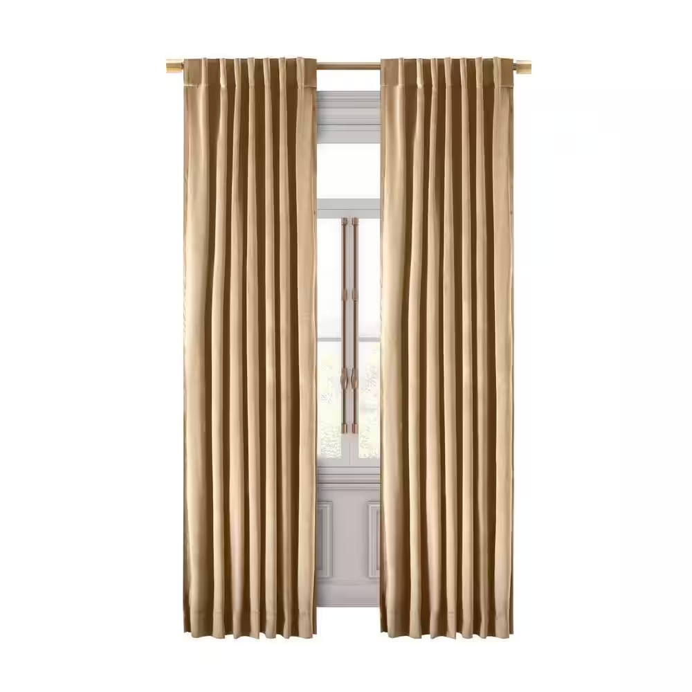 Premium Velvet Champagne Solid 50 In. W X 84 In. L Rod Pocket with Back Tab Room
