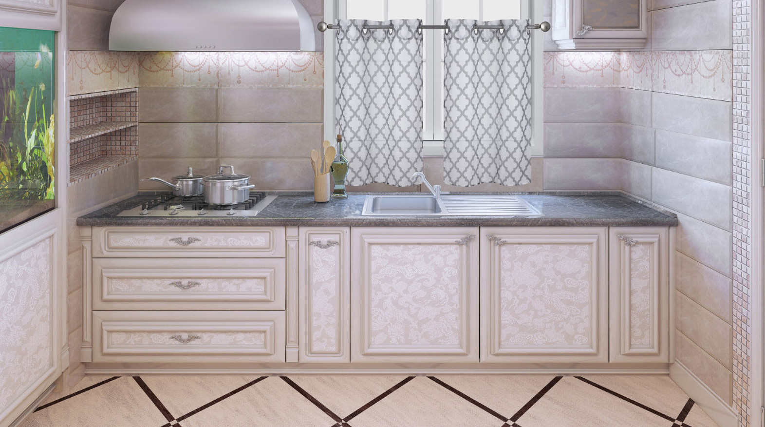 2PC SET KITCHEN TIER MIX PRINT SHEER WINDOW DRESSING PANEL S38 30″X36″ each