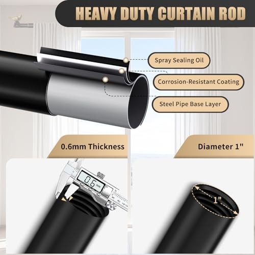 Vintage Black Curtain Rod 18 to 45 Inches Curtain Rods for 18″-45″ Vintage Gold