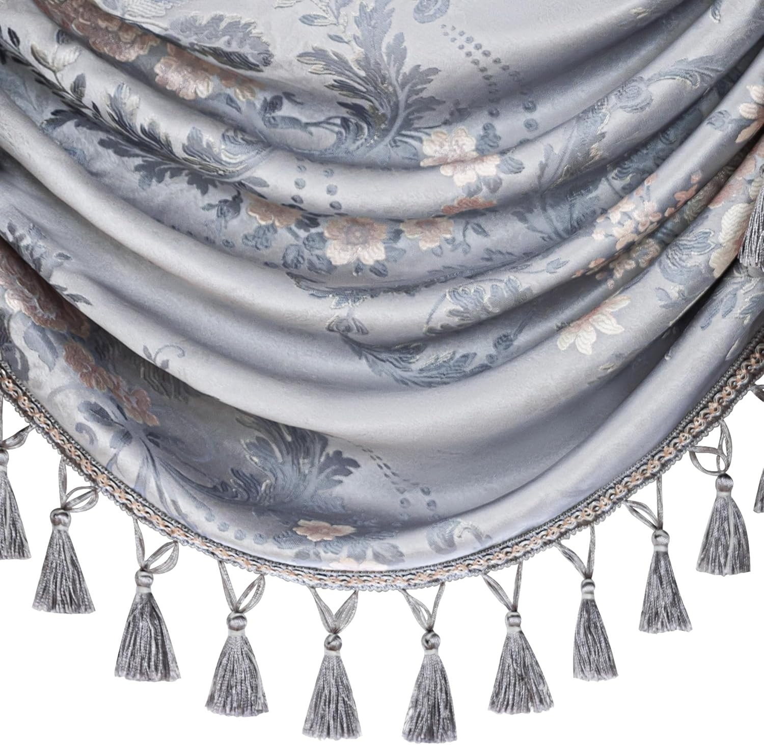 Elegant Jacquard Waterfall Valance with Tassels for Living Room & Bedroom