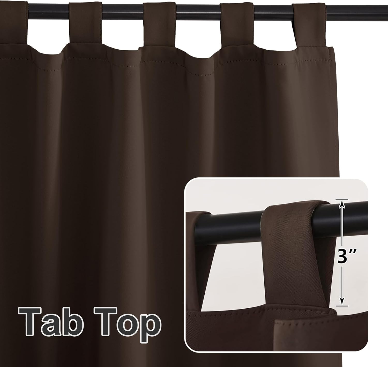 Outdoor Curtains for Patio Waterproof – 4 Panels, W52 x L84, Brown – Block Su…