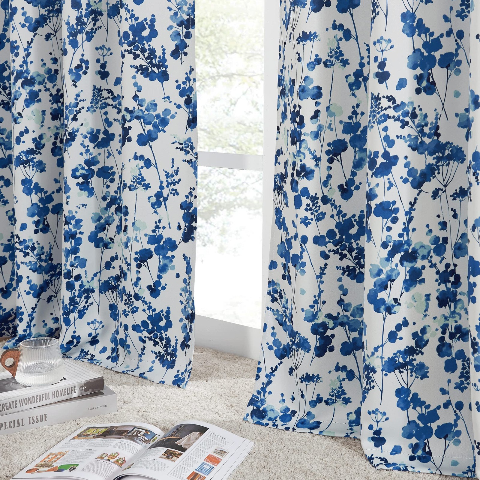 Printed Curtains Watercolor Dots Arts Style – Room Darkening Farmhouse Garden…
