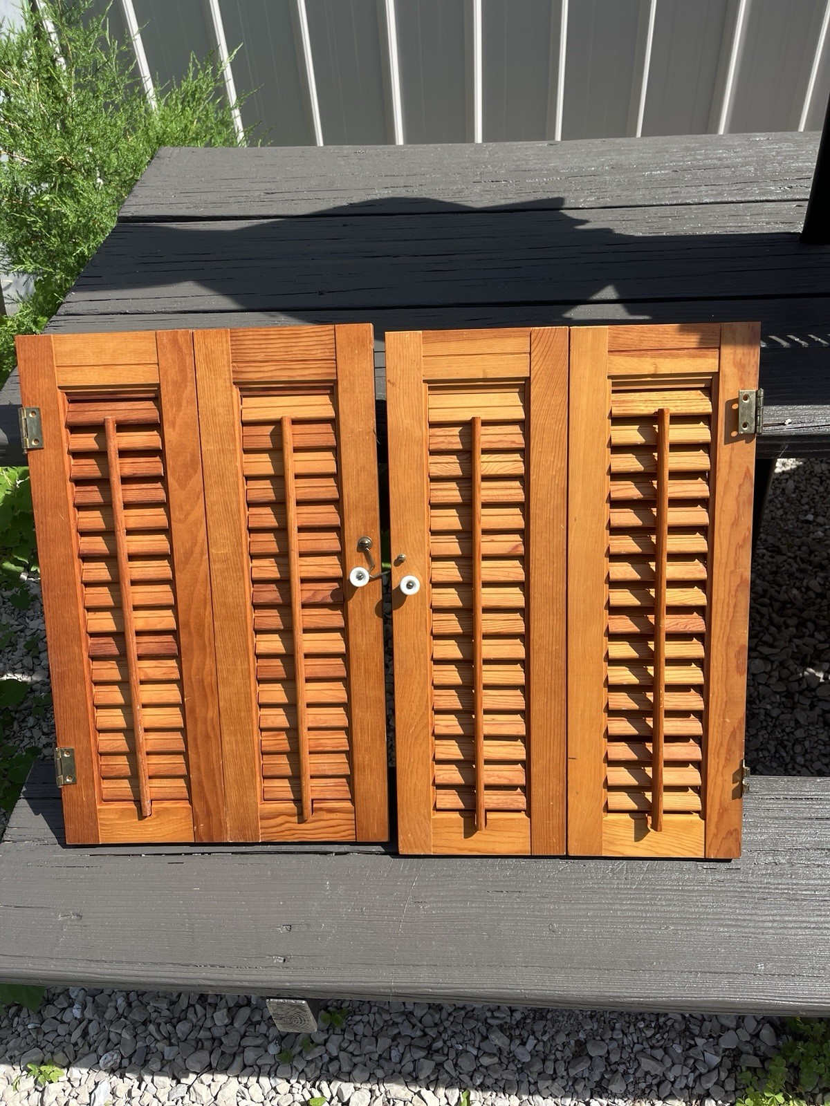 Vintage Wood Shutters 26.5 ”x20 1/4” Louver Cottage Plantation Grandma Core