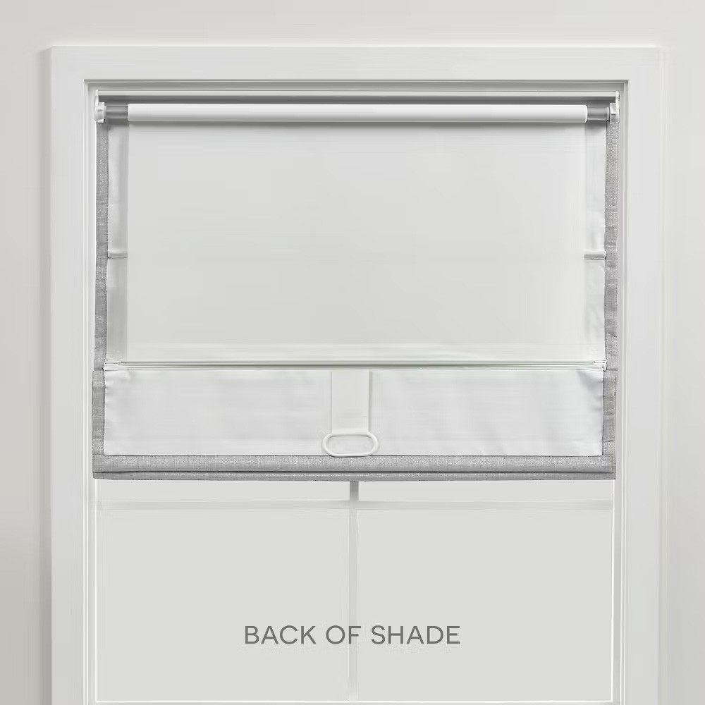 EXCLUSIVE HOME Acadia 100% Blackout Roman Shade, 34″x64″, Silver