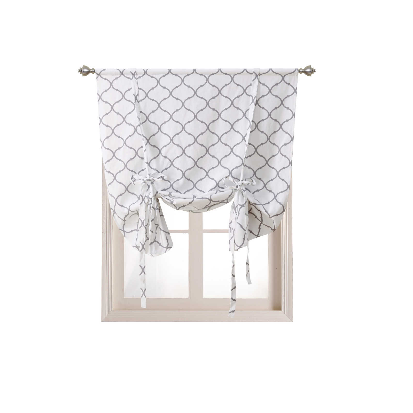 Regal Home Collections Trellis Quatrefoil Tie Up Curtain Shade – Assorted Colors