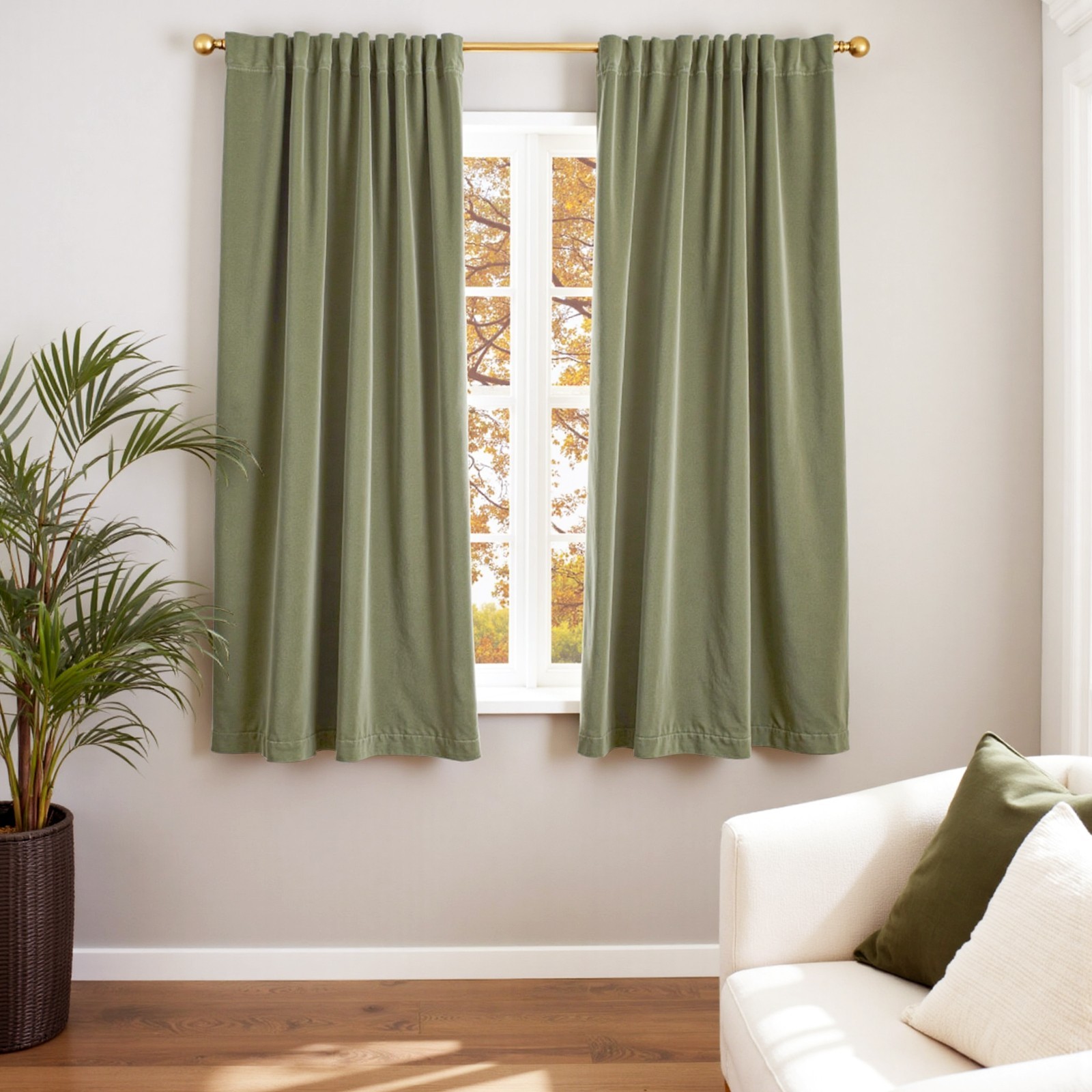 Blackout Curtains 63in Luxury Velvet Curtains for Living Room Thermal Insulated
