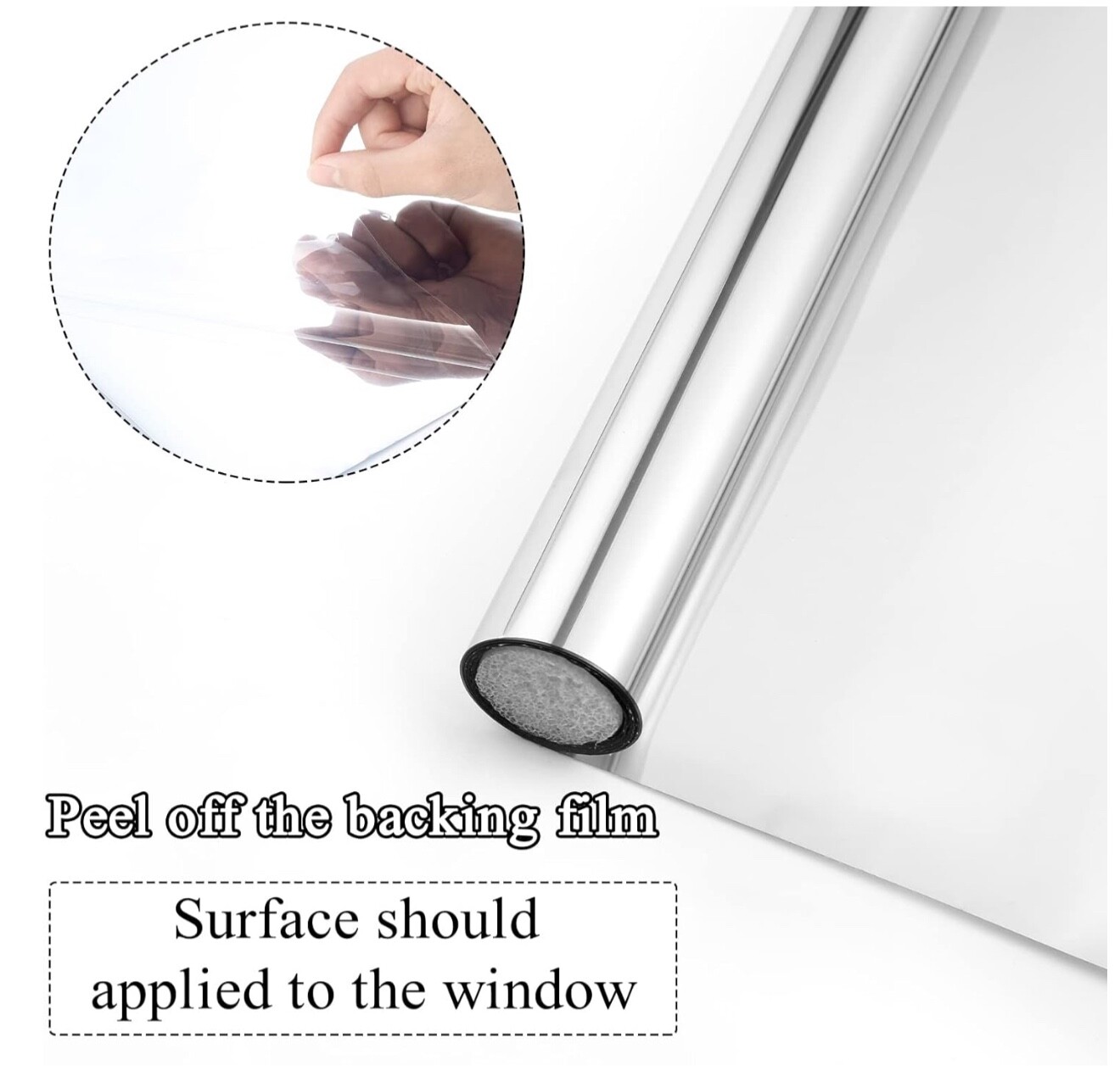 Sun Blocking Privacy Window Film 35.4 Inch*16.4 Feet(90cm*5m), Silver