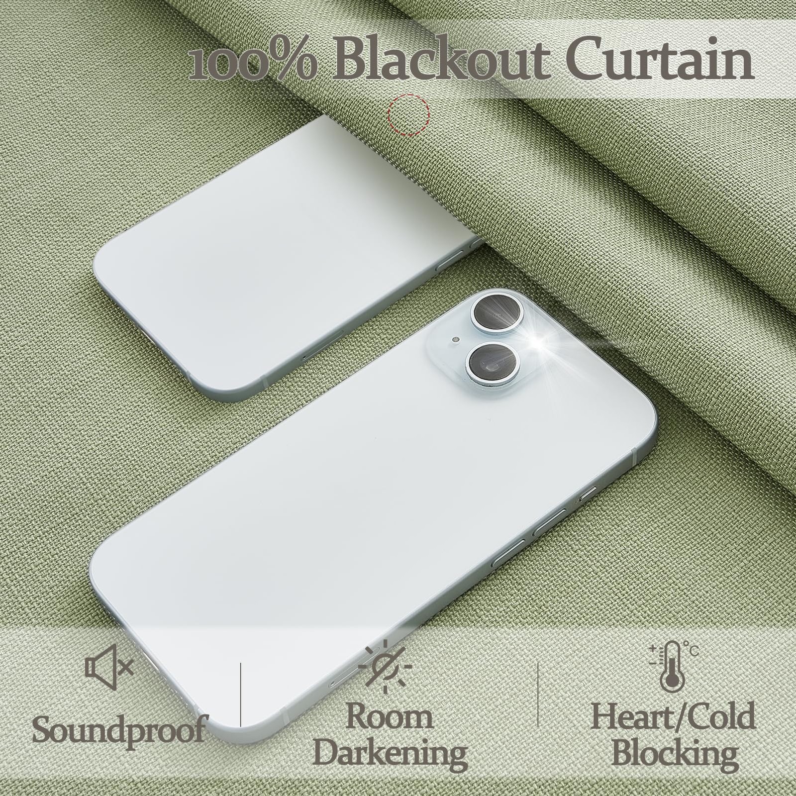 120 Inch Extra Long Sage Green Blackout High Ceiling Curtains for Living Room…