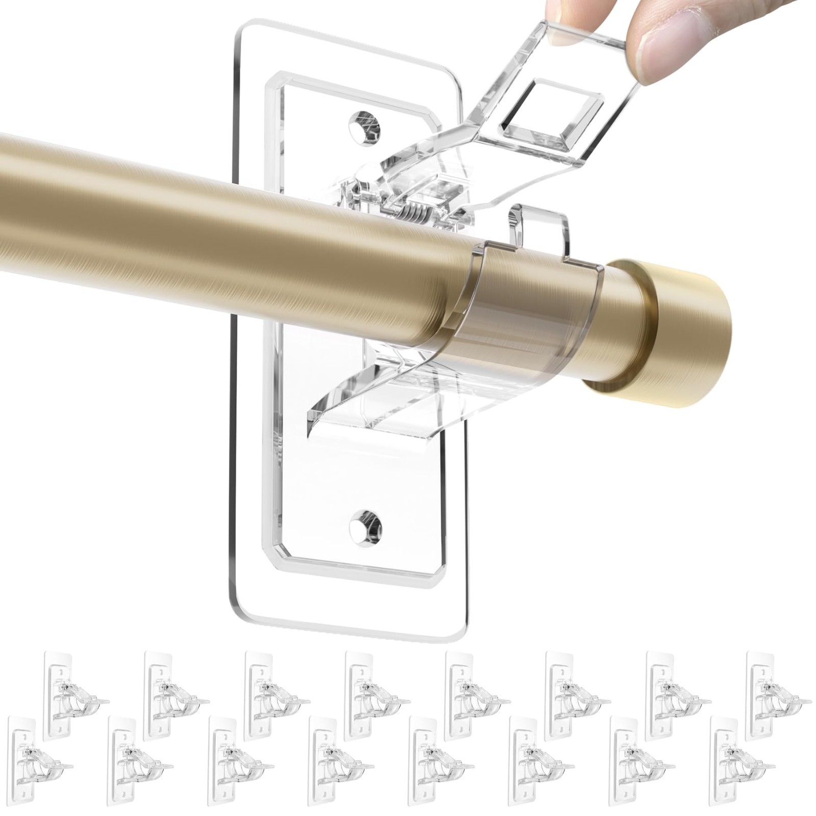 16 Pack No Drill Curtain Rod Brackets – Adjustable Holders for 17 lbs, Home Deco