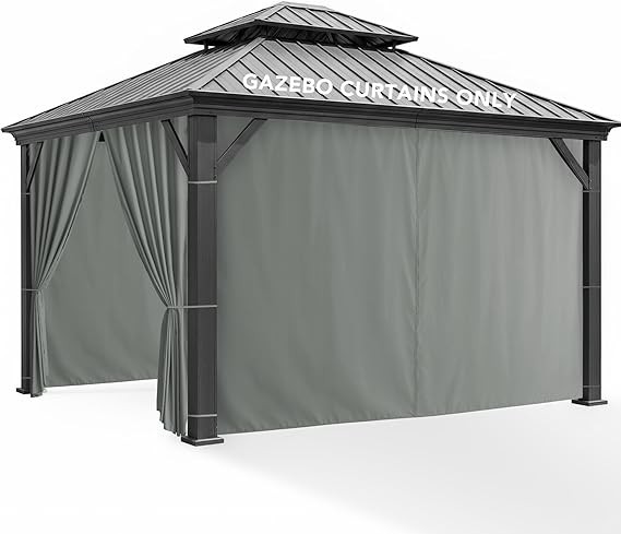 Outdoor Pergola Curtains Grey 10x12x7 Ft 4 Panels
