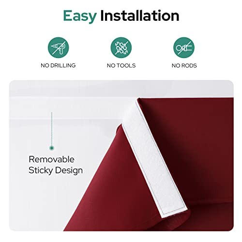 HOMEIDEAS Burgundy Blackout Door Curtains Red Privacy French Door Curtains, 26 X
