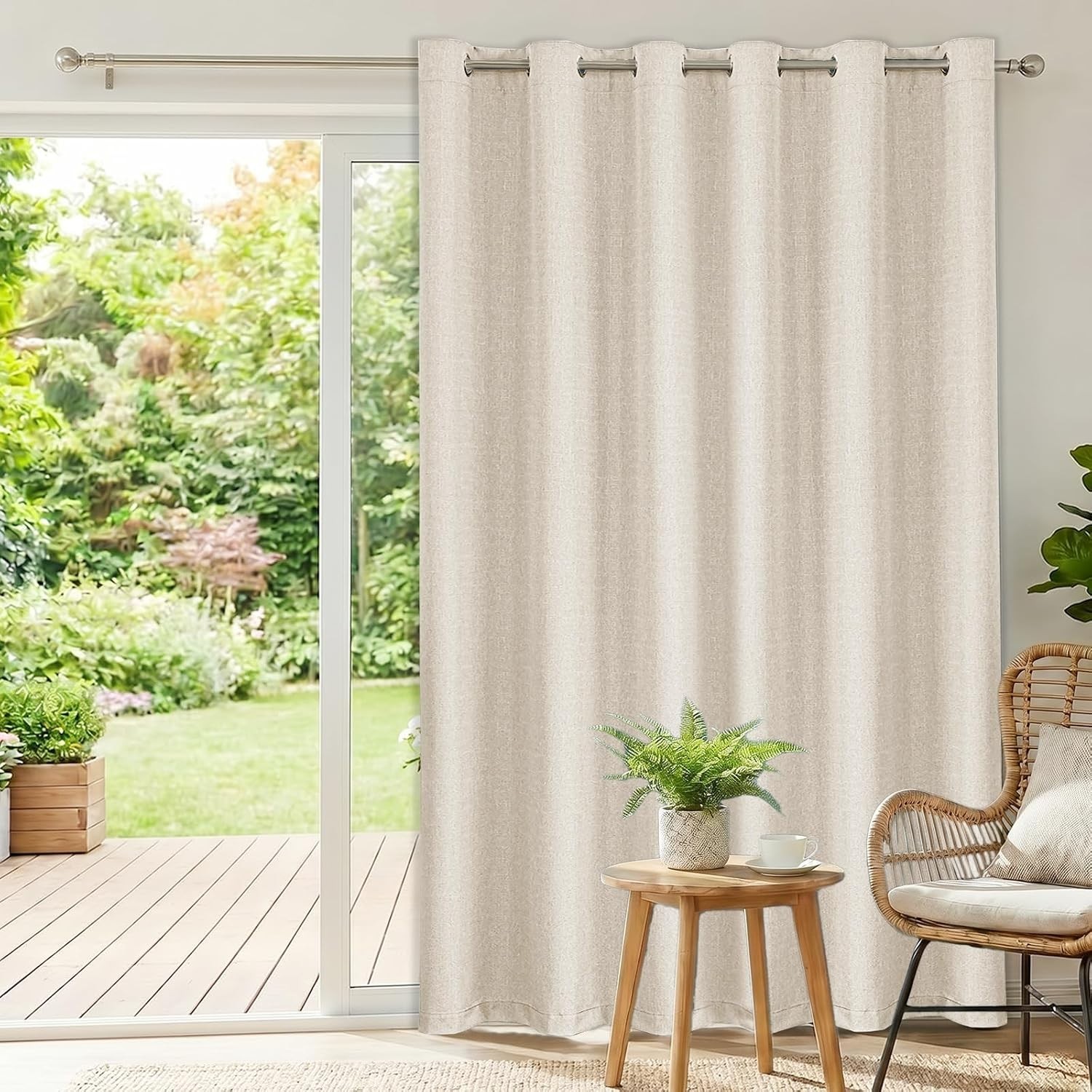 Room-Darkening Faux Linen Curtains, 108″ Long – Perfect for Bedrooms & Offices