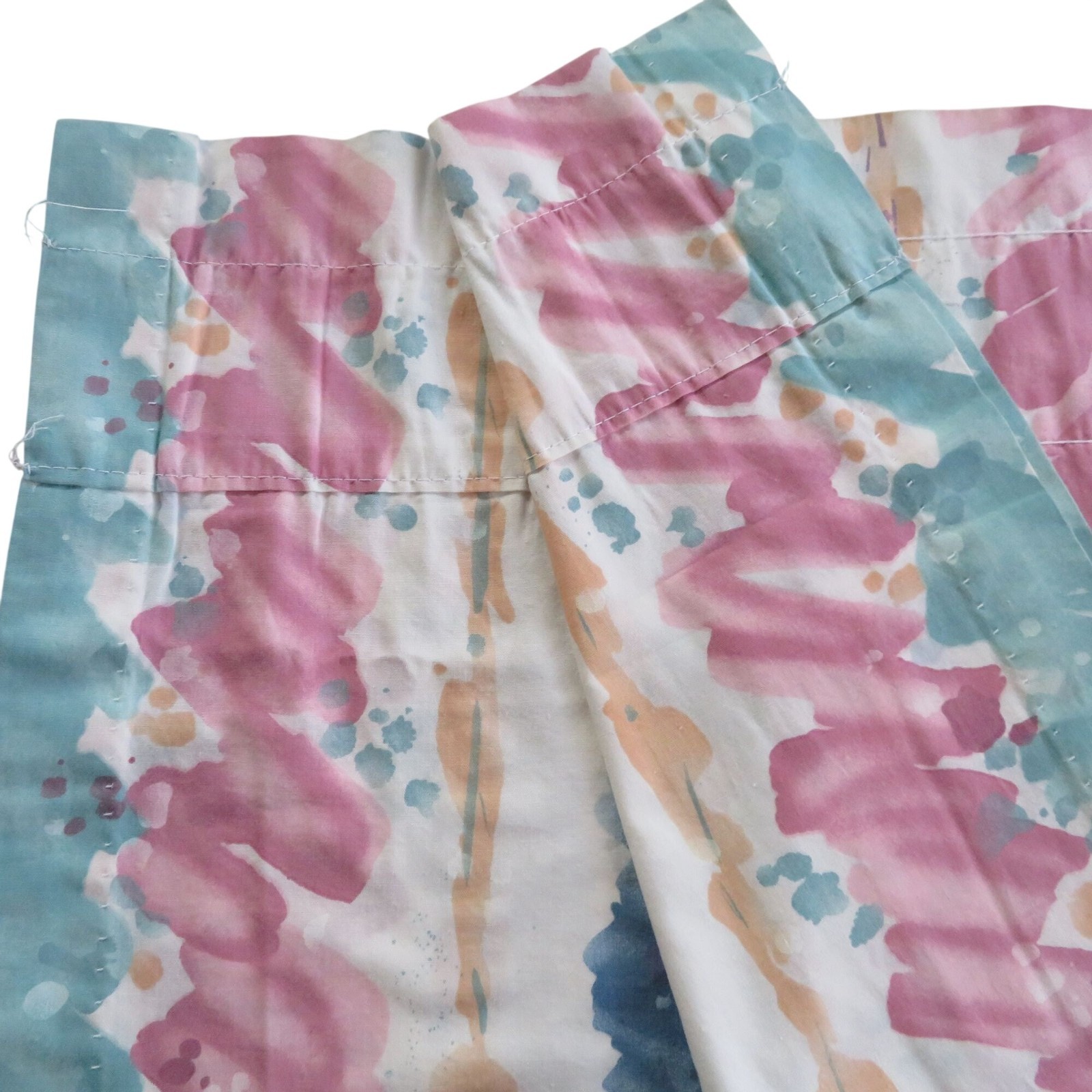 Vintage Watercolor-Style Fabric Window Valance Abstract Multicolor Design 15×82″