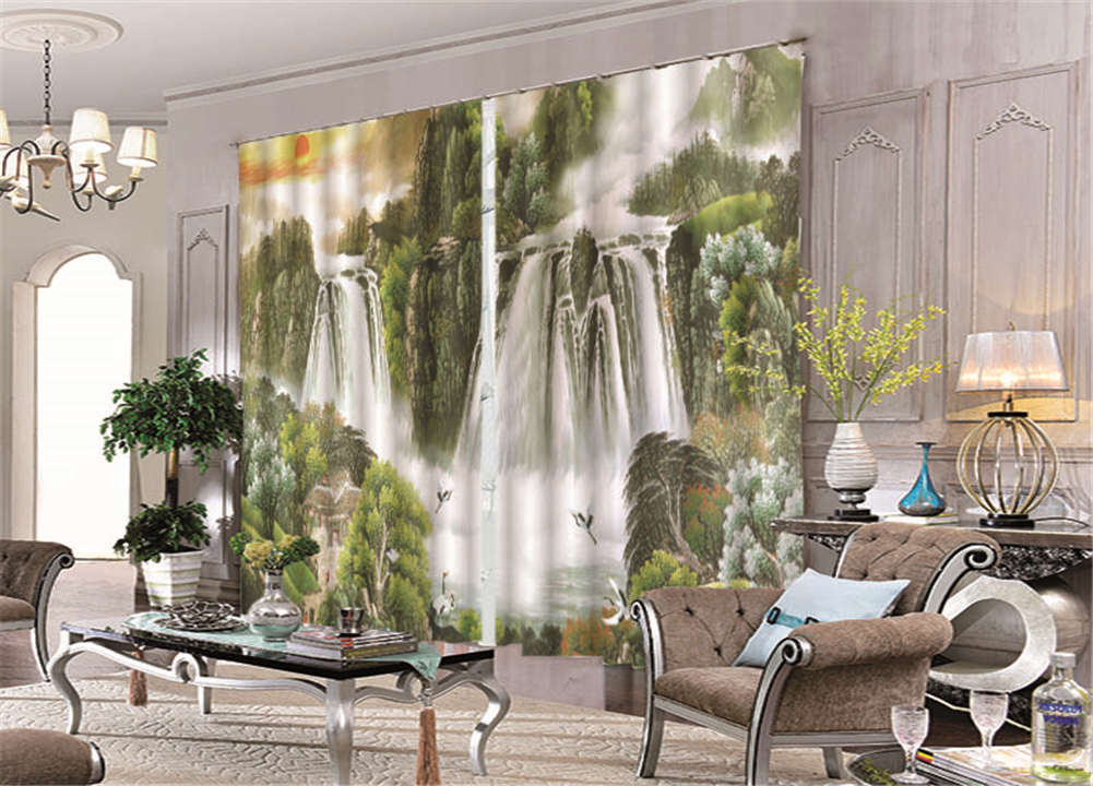 Majestic Landscape Map 3D Curtain Blockout Photo Printing Curtains Drape Fabric