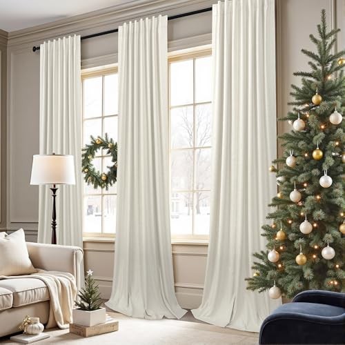 100% Blackout Curtains 84 Inch Length 2 Panels 52″W x 84″L (Pack of 2) Natural