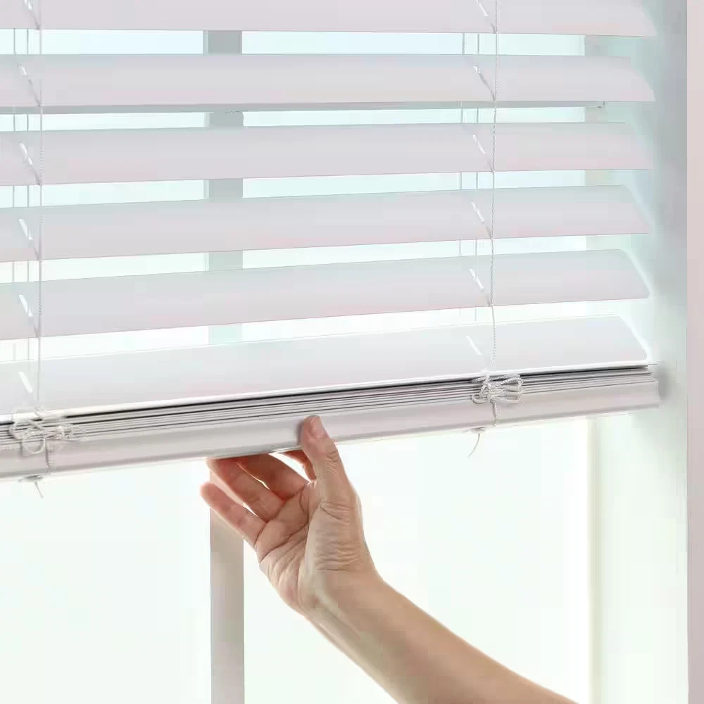 White Cordless Room Darkening Vinyl Blinds with 2 In. Slats – 55 In. W X 64 In.