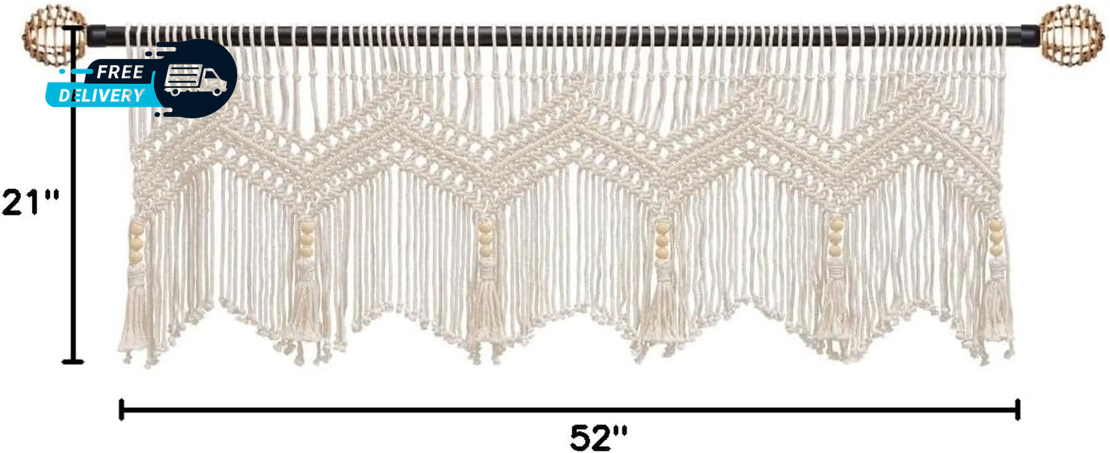 Boho Valance Macrame Curtains for Windows Macrame Valance for Bedroom