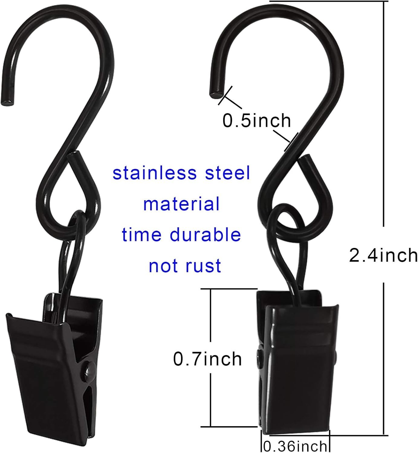 Stainless Steel S Hooks Curtain Clips, 50 Pack Hanging Party Lights Clips Han…