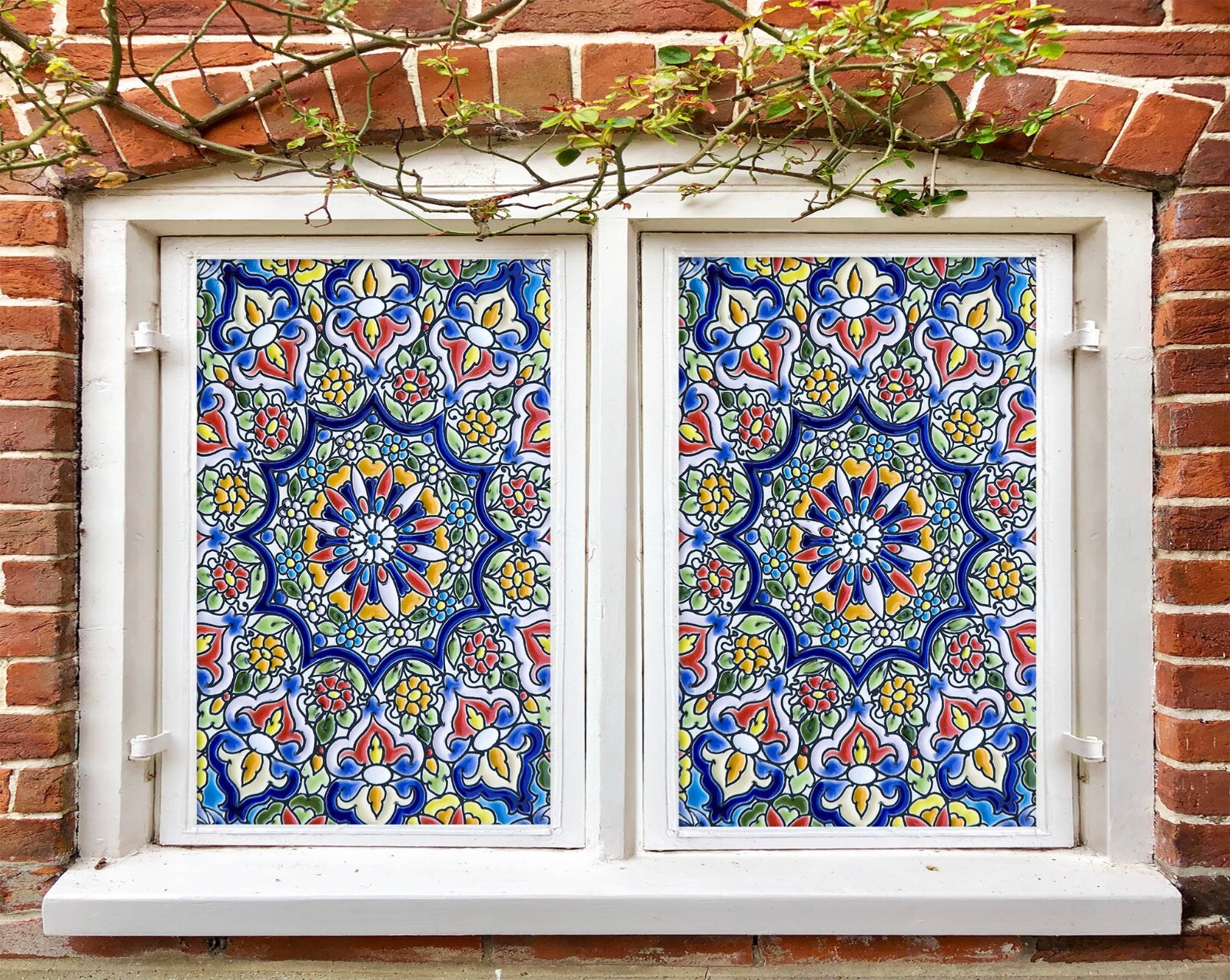 3D Pattern Blue A940 Window Film Print Sticker Cling Stained Glass UV Sinsin