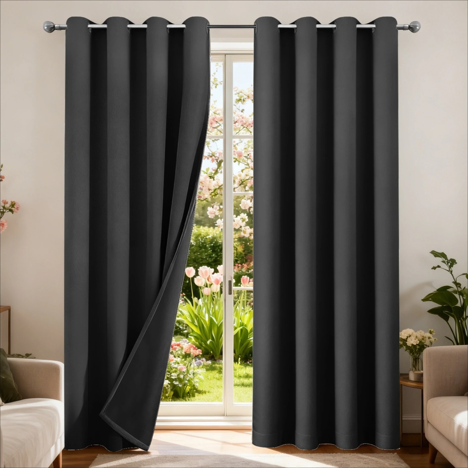 Blackout Curtain Thermal Insulated Light Blocking Window Panel Living Room
