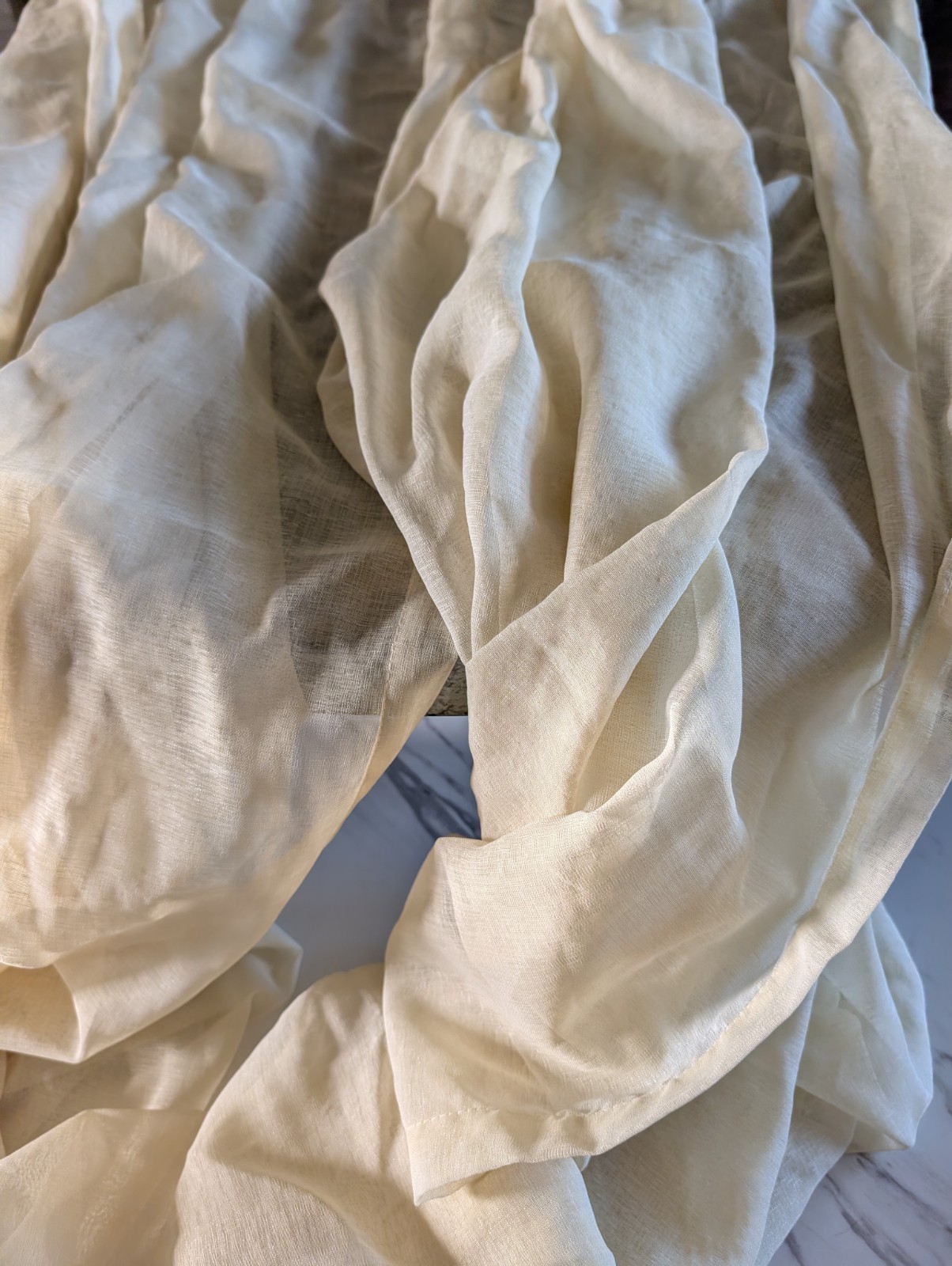 Ivory Sheer Curtain Drapes Lightweight Airy Boho Clean Minimalist Size 96″X52″