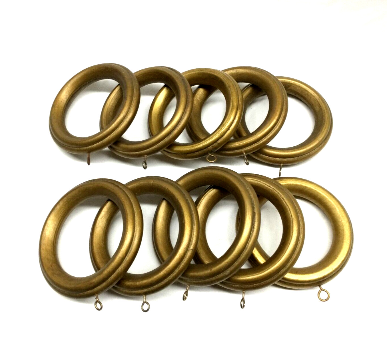 PACK OF TEN – styled Curtain Rings For 3” Wood Pole for Window Drapes – Gold