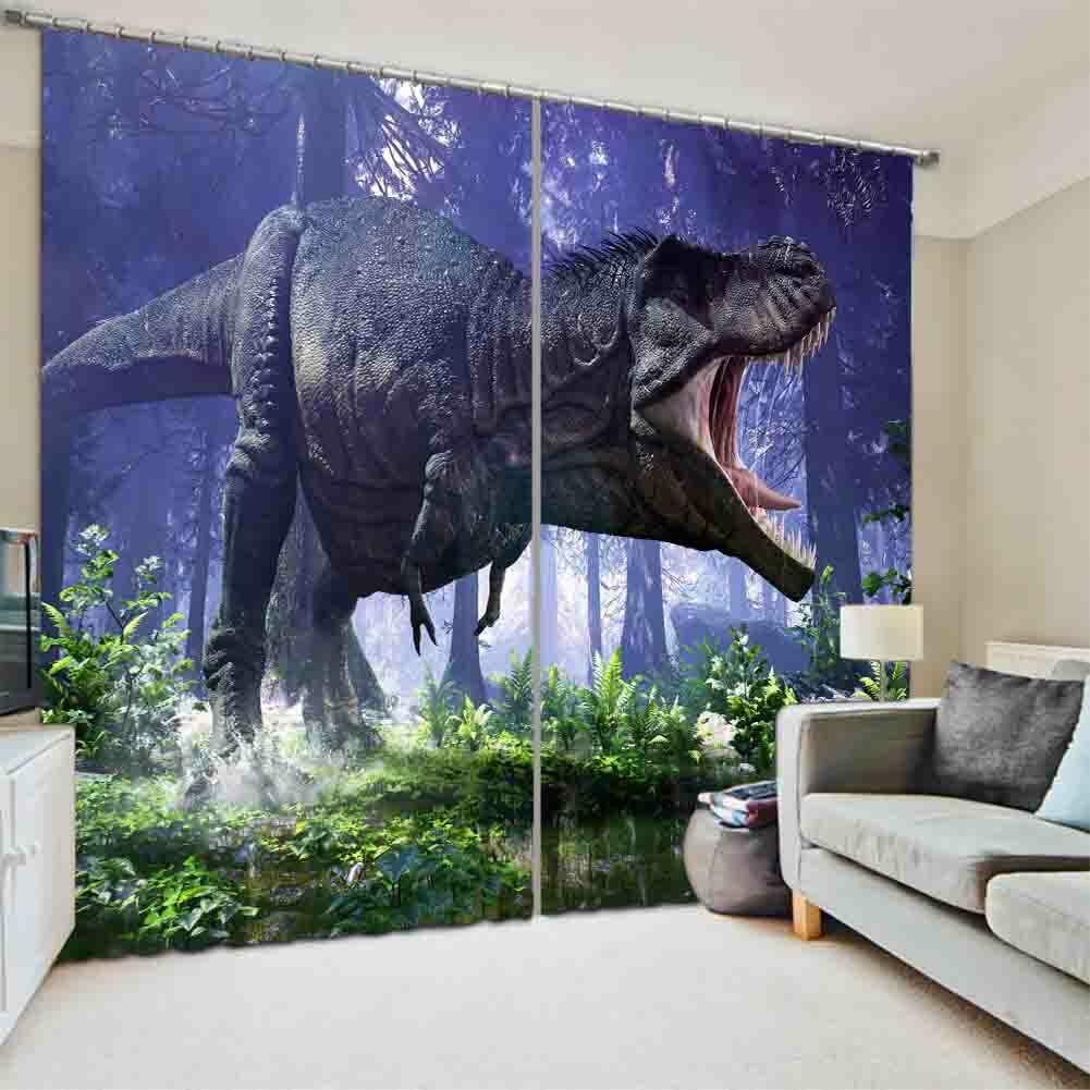 Dinosaur Mucous Teeth 3D Curtain Blockout Photo Printing Curtains Drape Fabric
