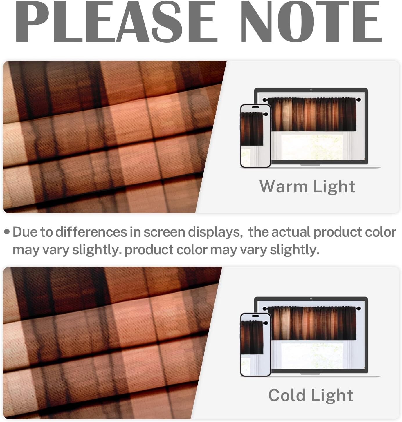 2 Pack Orange Copper Vintage Stripe Valances – 52×18 Blackout Window Curtains