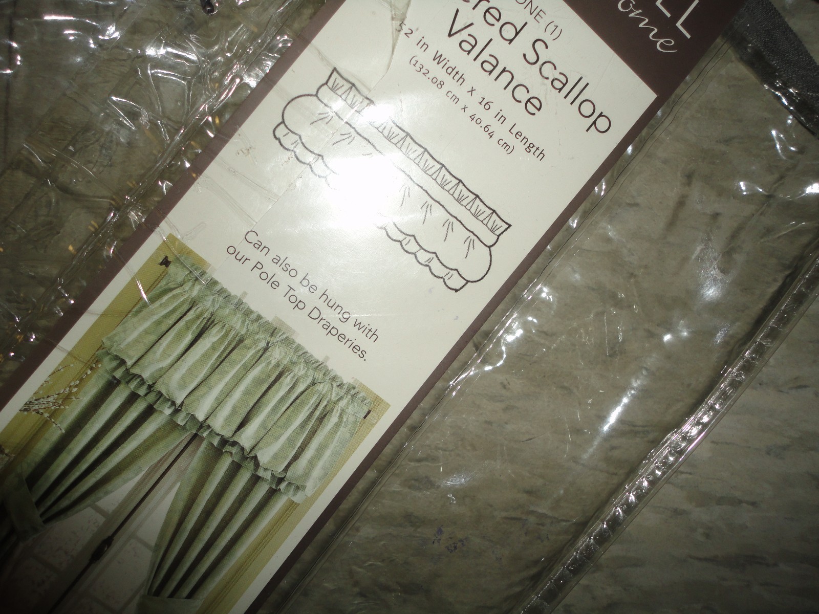 CROSCILL DANA JACQUARD LAYERED SCALLOPED VALANCE LIGHT SAGE GREEN 52 X 16 NEW