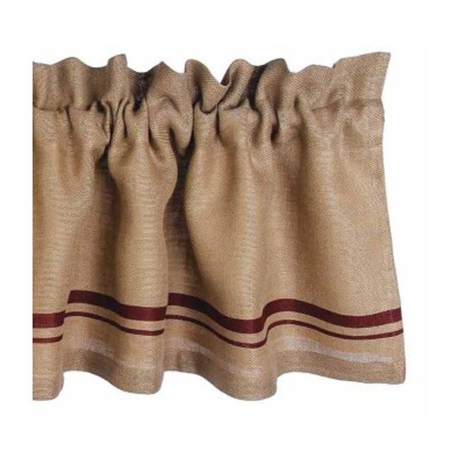 Valance 72 inch Burlap Red Stripe Jute Farmhouse Primitive Curtain Decor