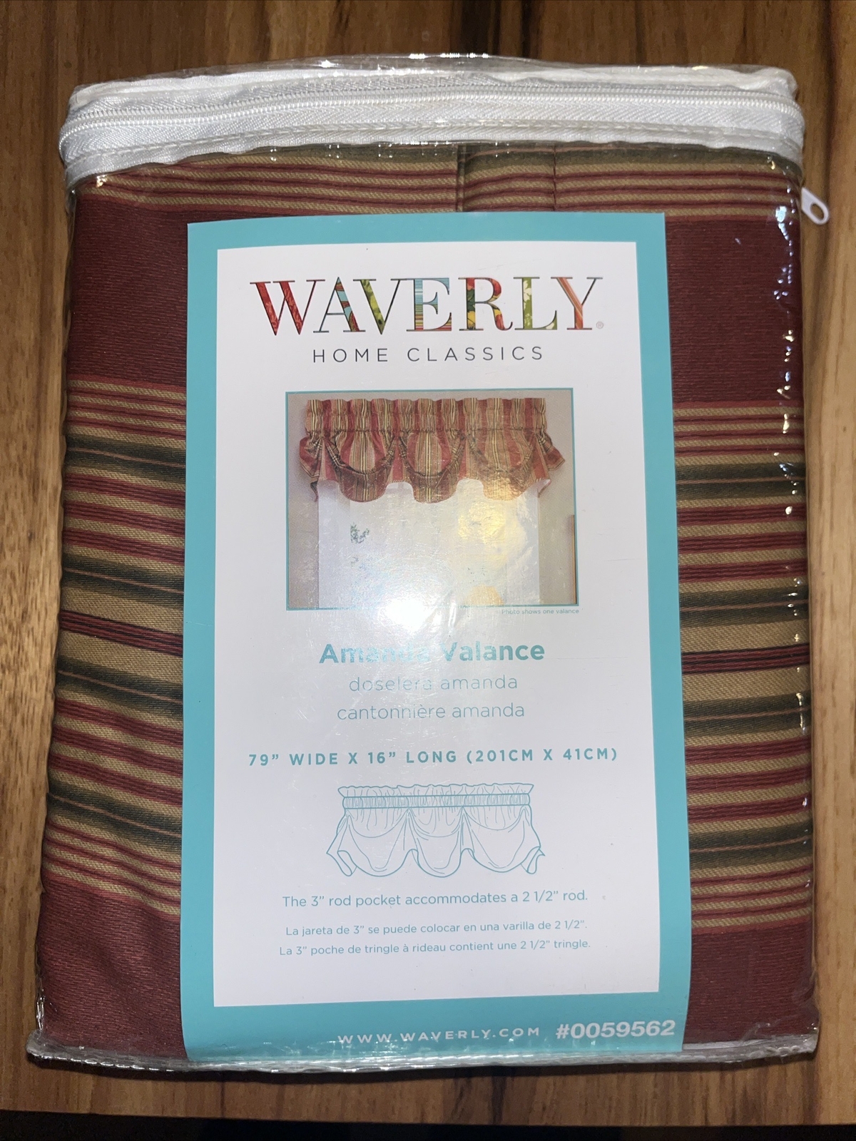 New 2 WAVERLY HOME CLASSICS VALANCE AMANDA SWEETWATER STRIPE Olive OR Red Stripe