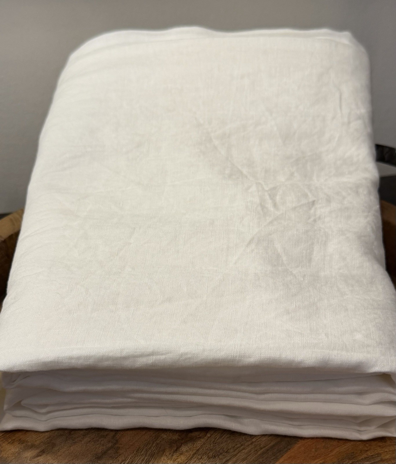 Pottery Barn 100% Belgian Flax Linen Curtain 50x 108 Pole top WHITE READ
