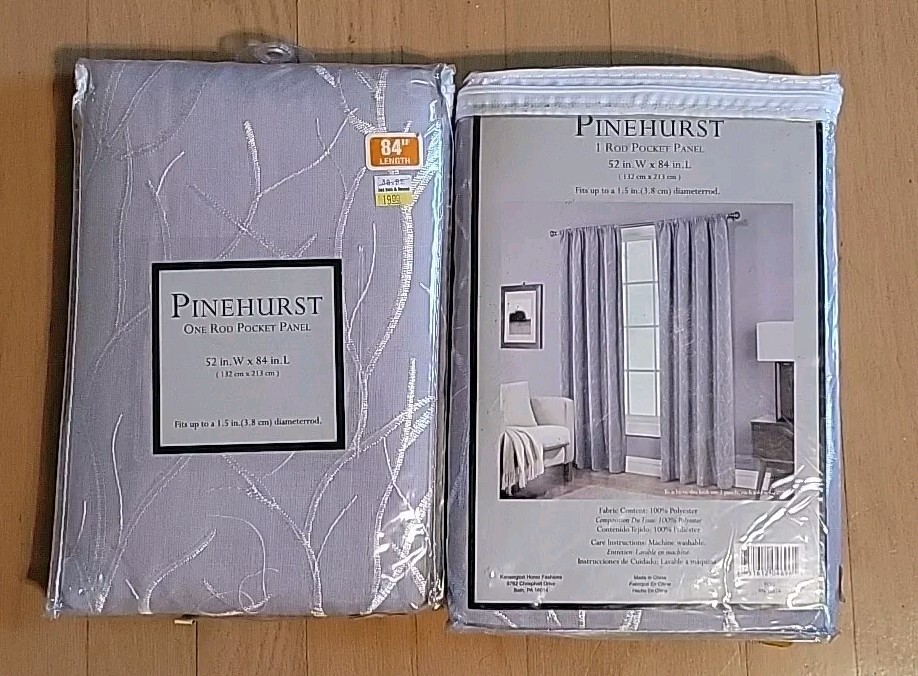 Pinehurst One Rod Pocket 2 Panels Gray/Fog 52in W X 84in L Curtains