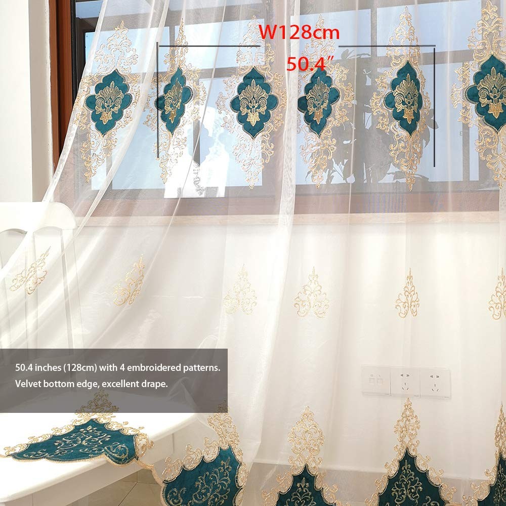 2 Panels European Luxury Curtains 50″W x 84″L (Pack of 2) Teal/Rod Pocke