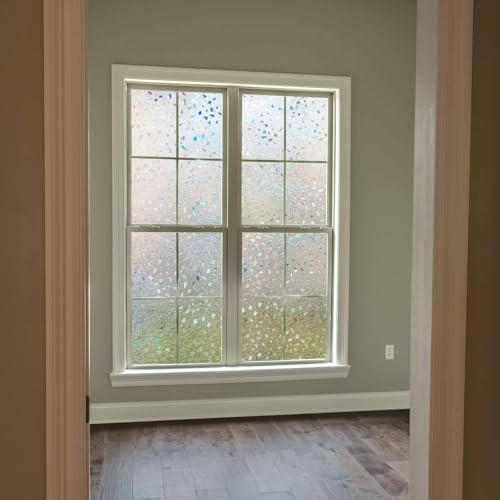 Decorative Window Film, Stained Window 35.4 x 157.4 Inch Clear-rubble Pattern