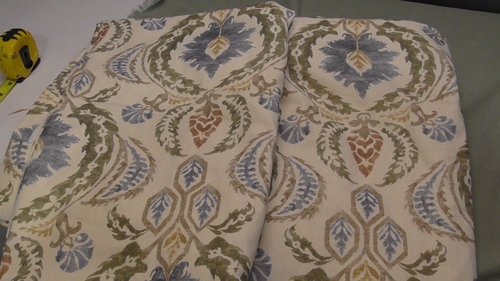 2 lined LIGHT BLUE green terra cotta IKAT CURTAINS 2 PANEL s