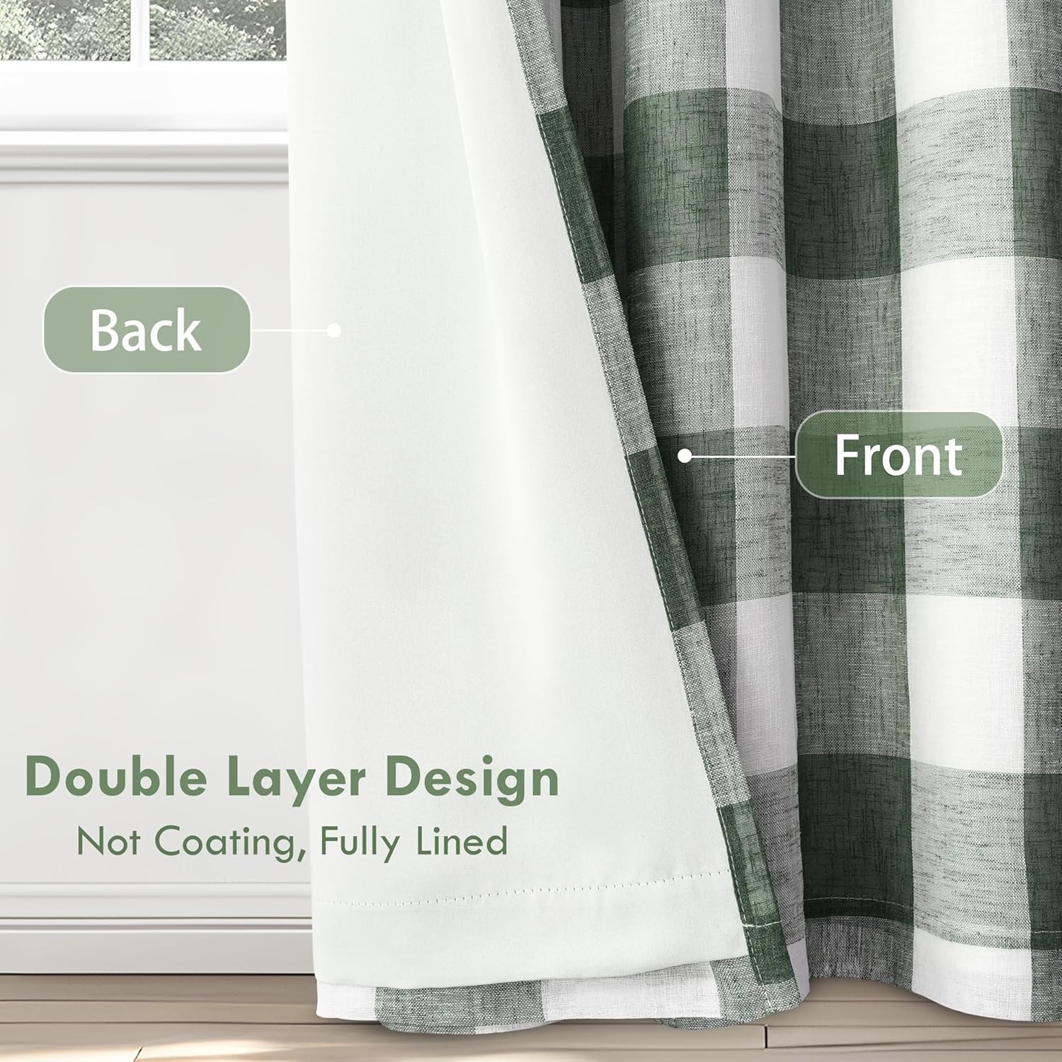 Buffalo Plaid Blackout Curtains 52×84 Loden Green – Set of 2