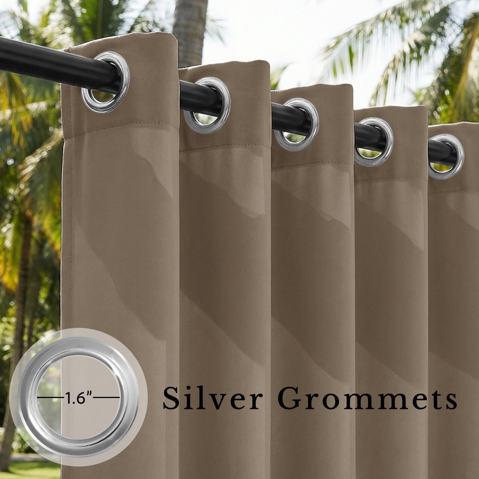 Outdoor Blackout Curtain Panel Waterproof 52×95 Mocha