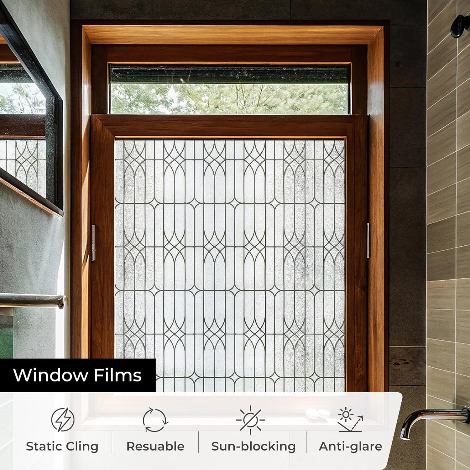 ADD.HERES Window Privacy Film, Stained Glass Decorative Static Cling, Removable