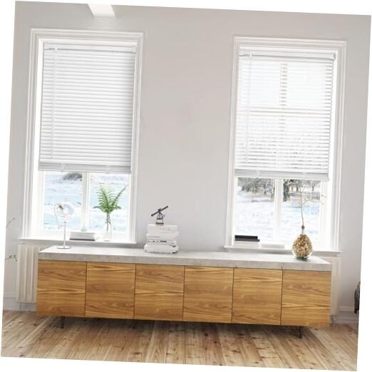 Venetian Vinyl Mini Blinds 1 Inch Cordless Horizontal Window Shades 32″W×64″H