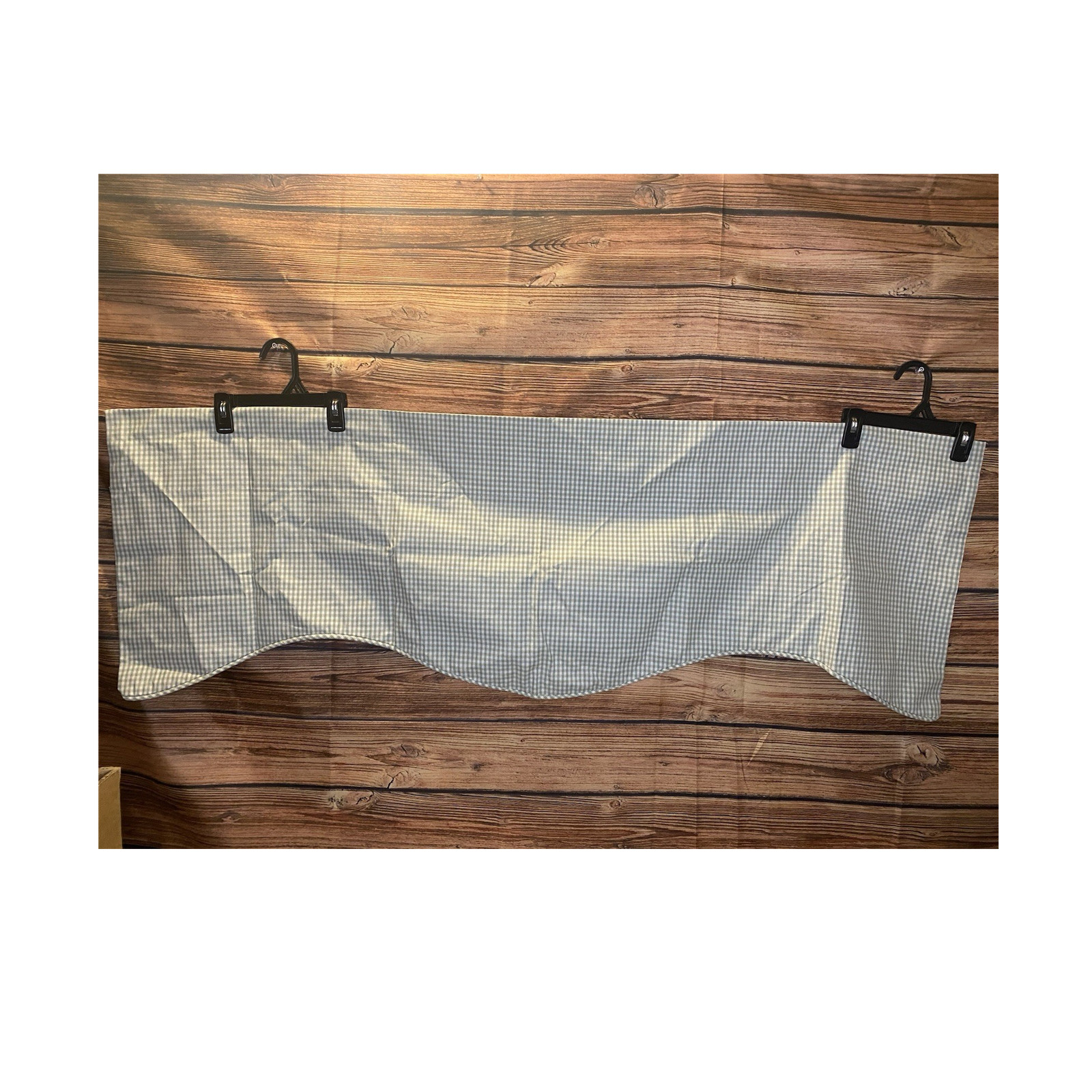 Country Curtains Scalloped Valance Lined Cotton Gingham green/White 52 x 18″