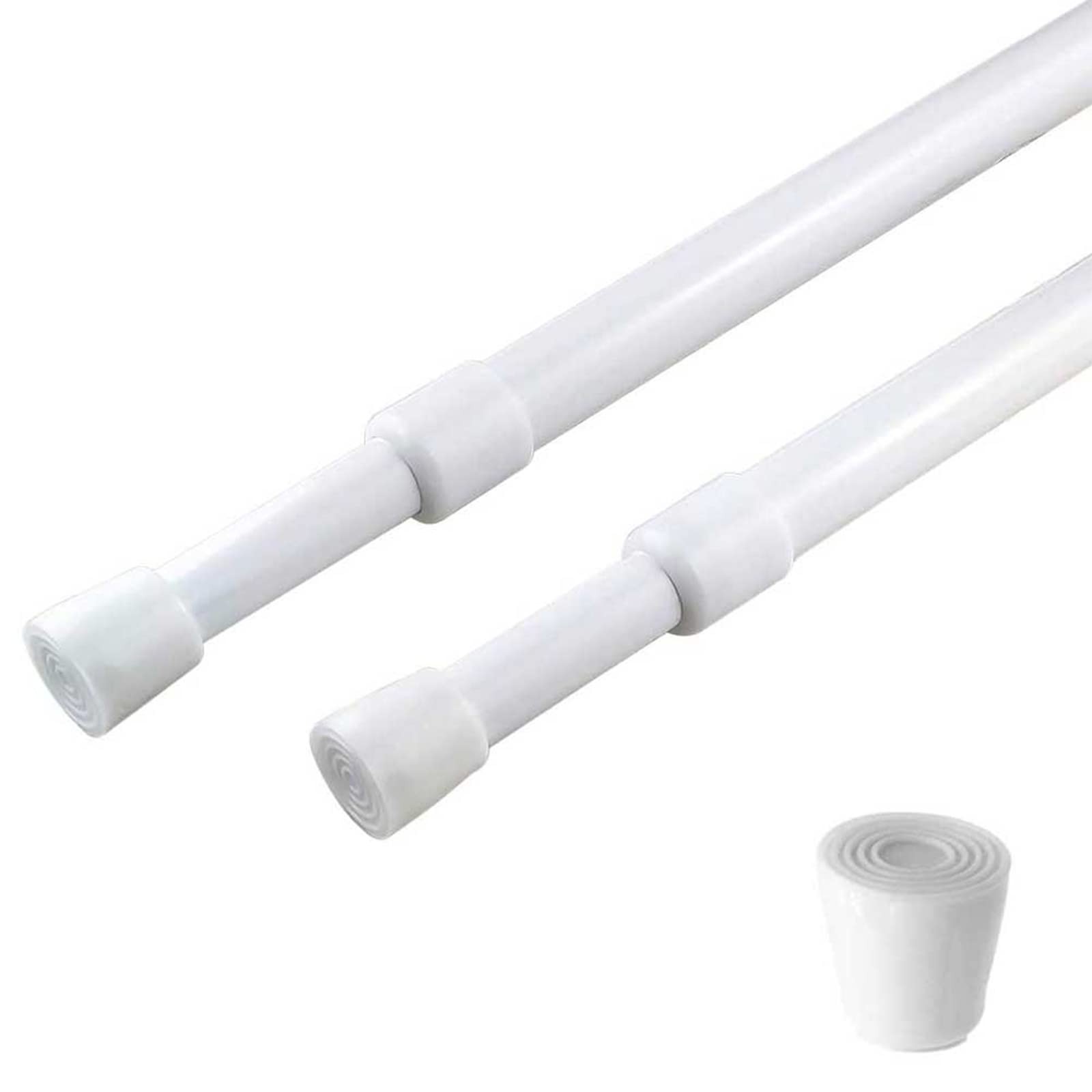 2 Pack Spring Tension Curtain Rod Adjustable 28-43 Inches，5/8″ Diameter， Whit…
