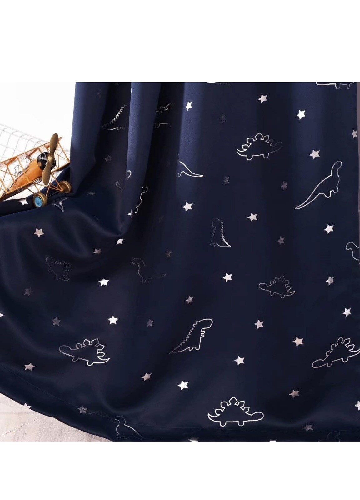 LORDTEX Dinosaur & Star Foil Print Blackout Curtains for Kids Room Thermal 52×45